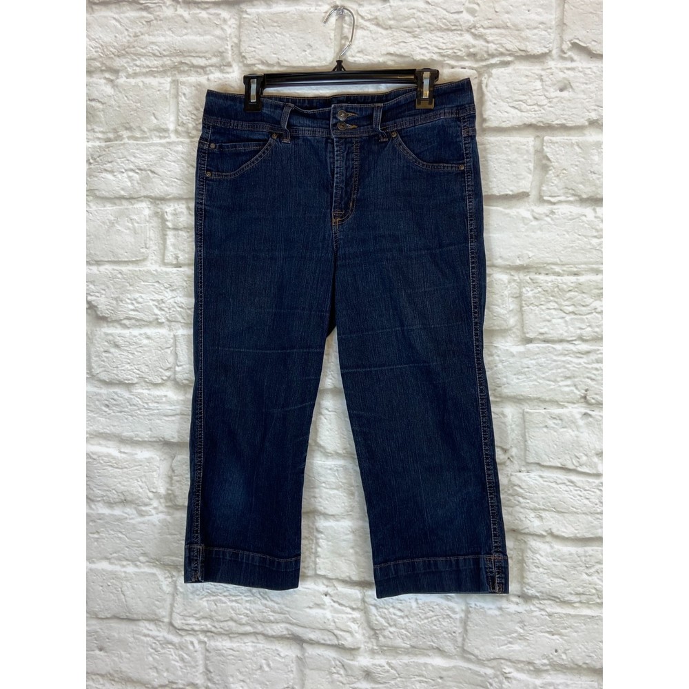 BANDOLINOBLU Jeans Capris Size 12 Five Pockets Dark Wash Stretchy Capris